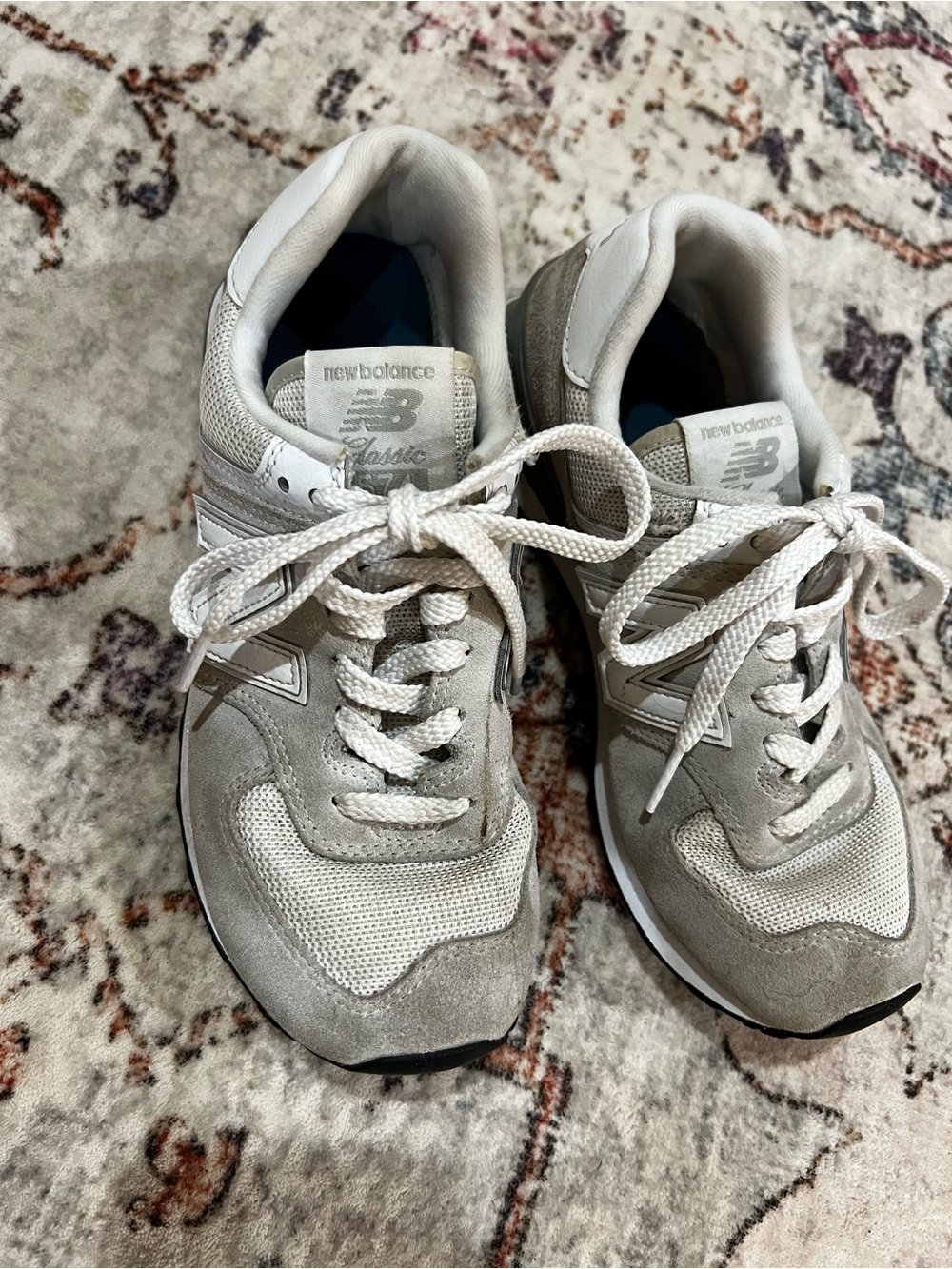 New Balance Light Gray & White Women's Athletic Sneakers